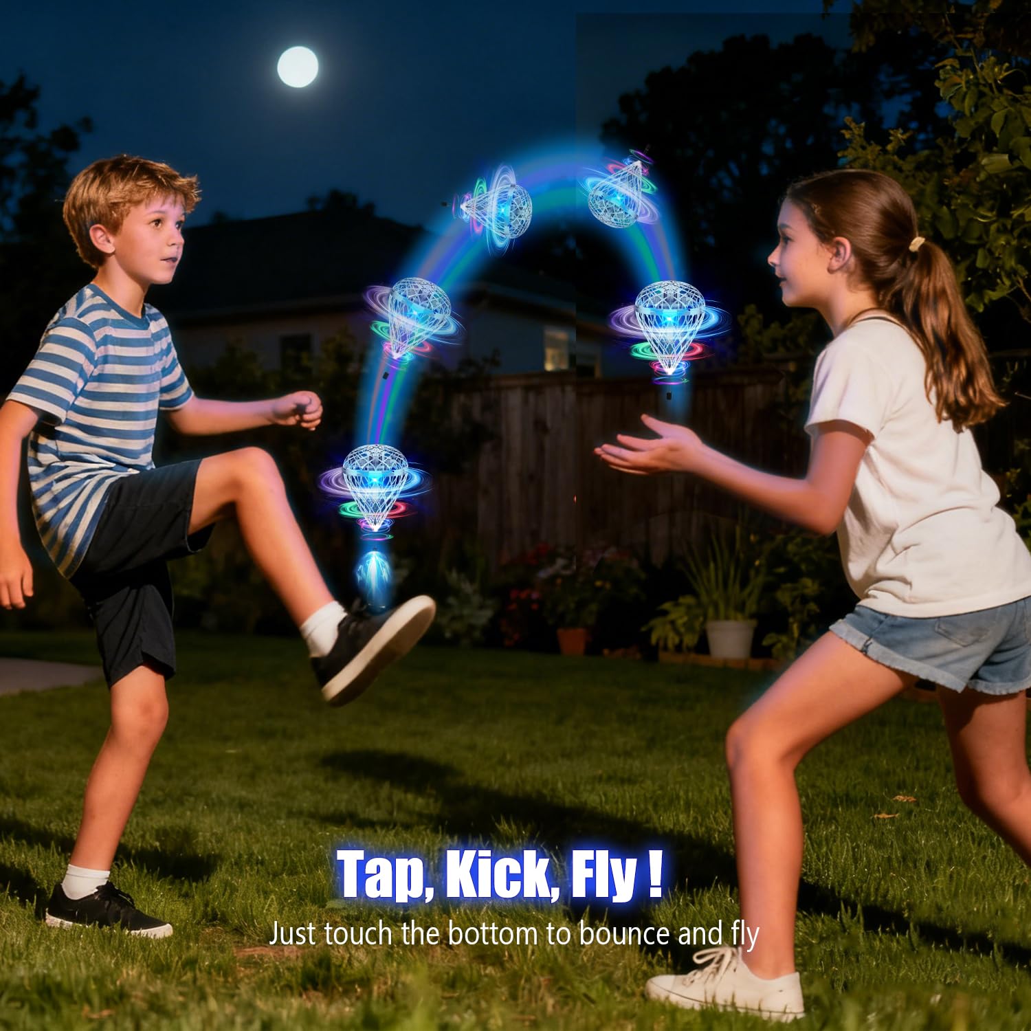 TrysGame Magical Flying Ball bounce tricks demonstrate midair flips and bouncing fun.