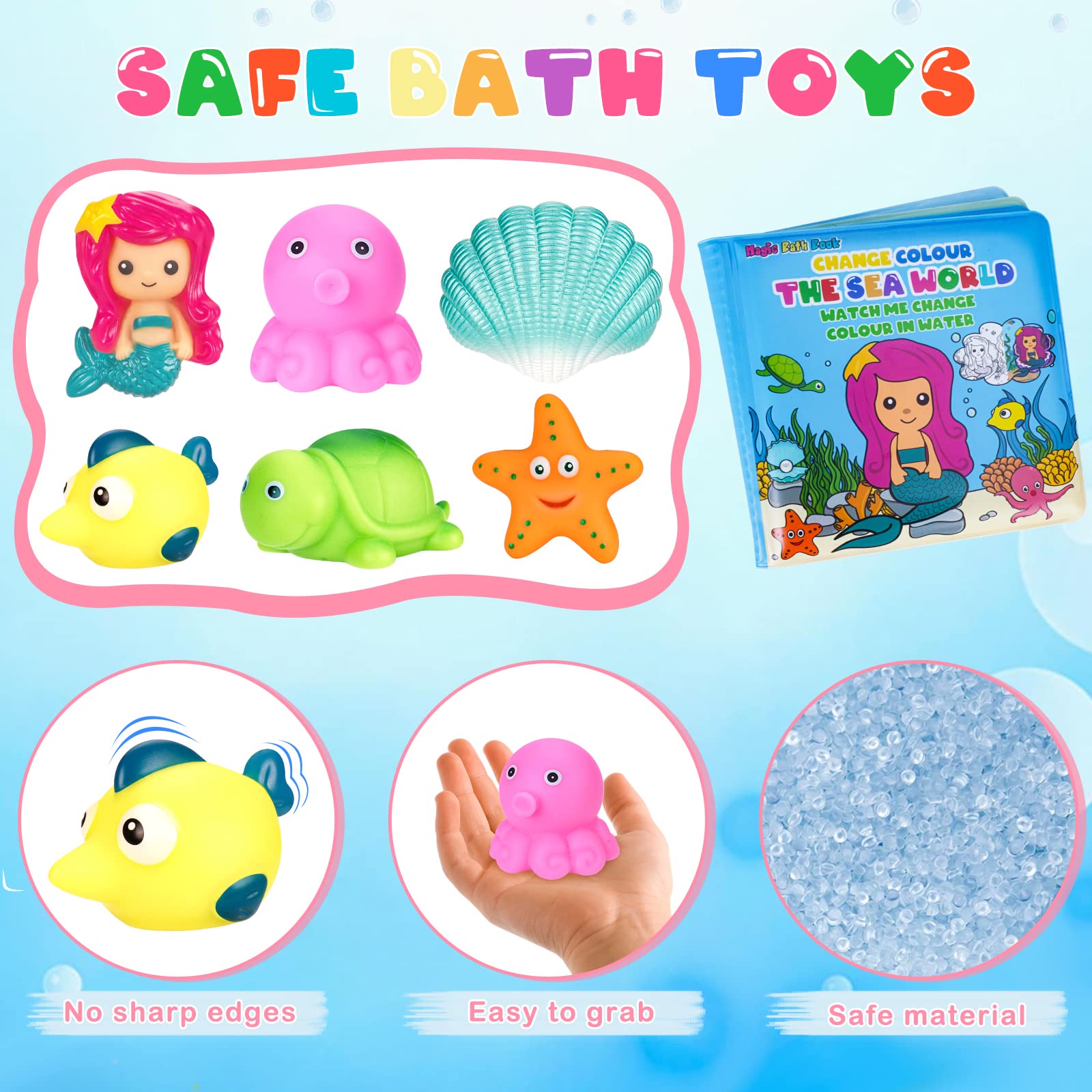 TSDATOWR BPA-free materials provide safe, gentle bath time.