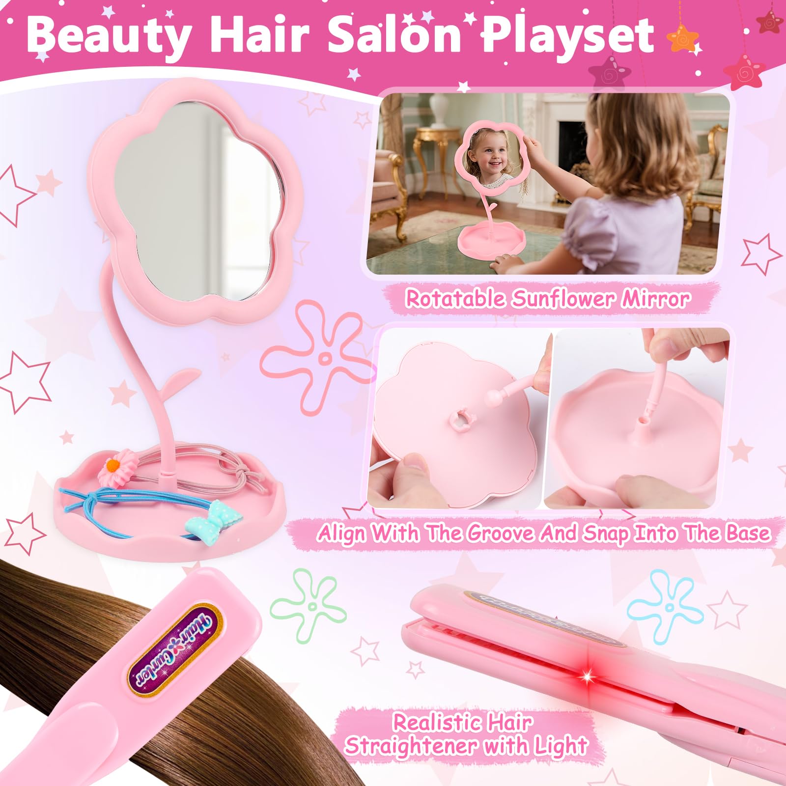TSDATOWR hair salon kit apron promotes credible styling during pretend play
