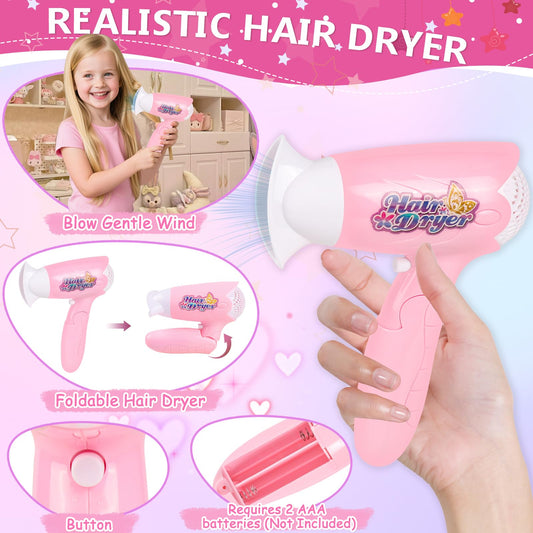 TSDATOWR hair salon kit with realistic straightener enhances pretend styling