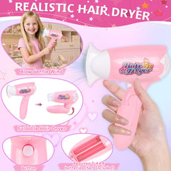 TSDATOWR hair salon kit with realistic straightener enhances pretend styling