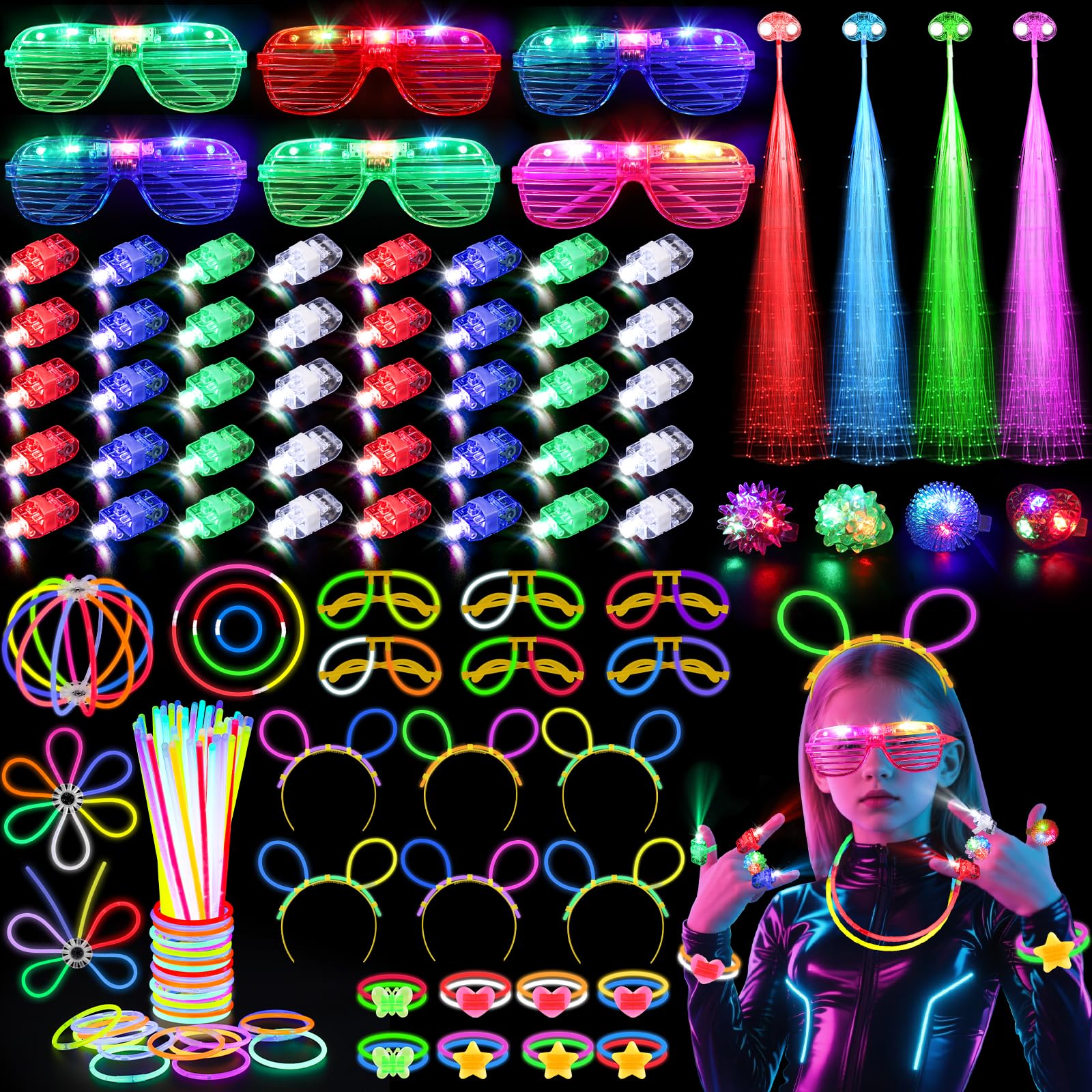 TSDATOWR LED glasses glow brightly for neon party visibility
