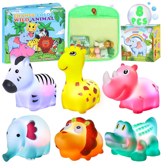 TSDATOWR light-up wild zoo animals brighten bath time for curious toddlers