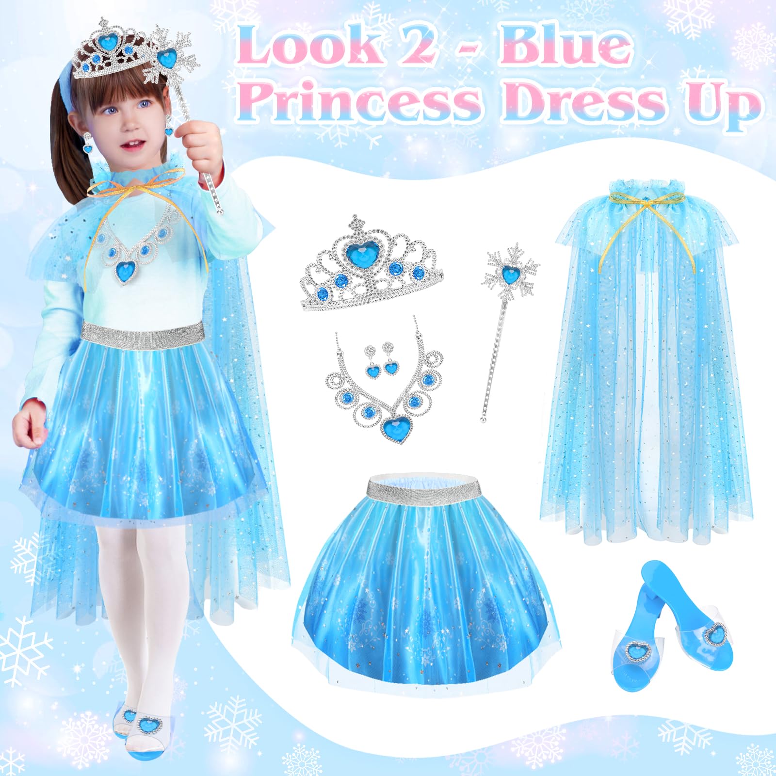 TSDATOWR Princess cape with gold neck straps for comfortable royal costume looks.