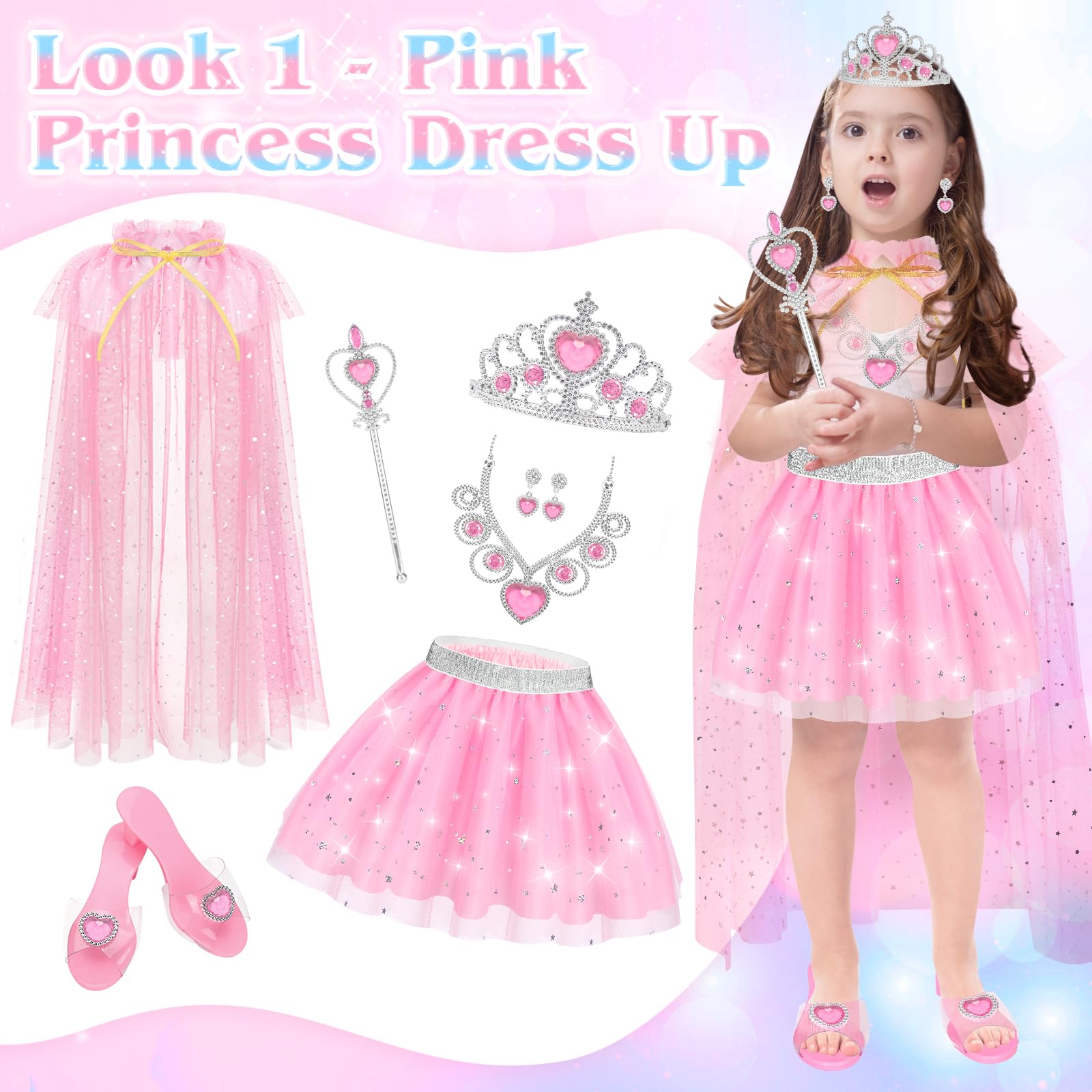 TSDATOWR Princess dress-up set blue tutu for creative dress-up moments.