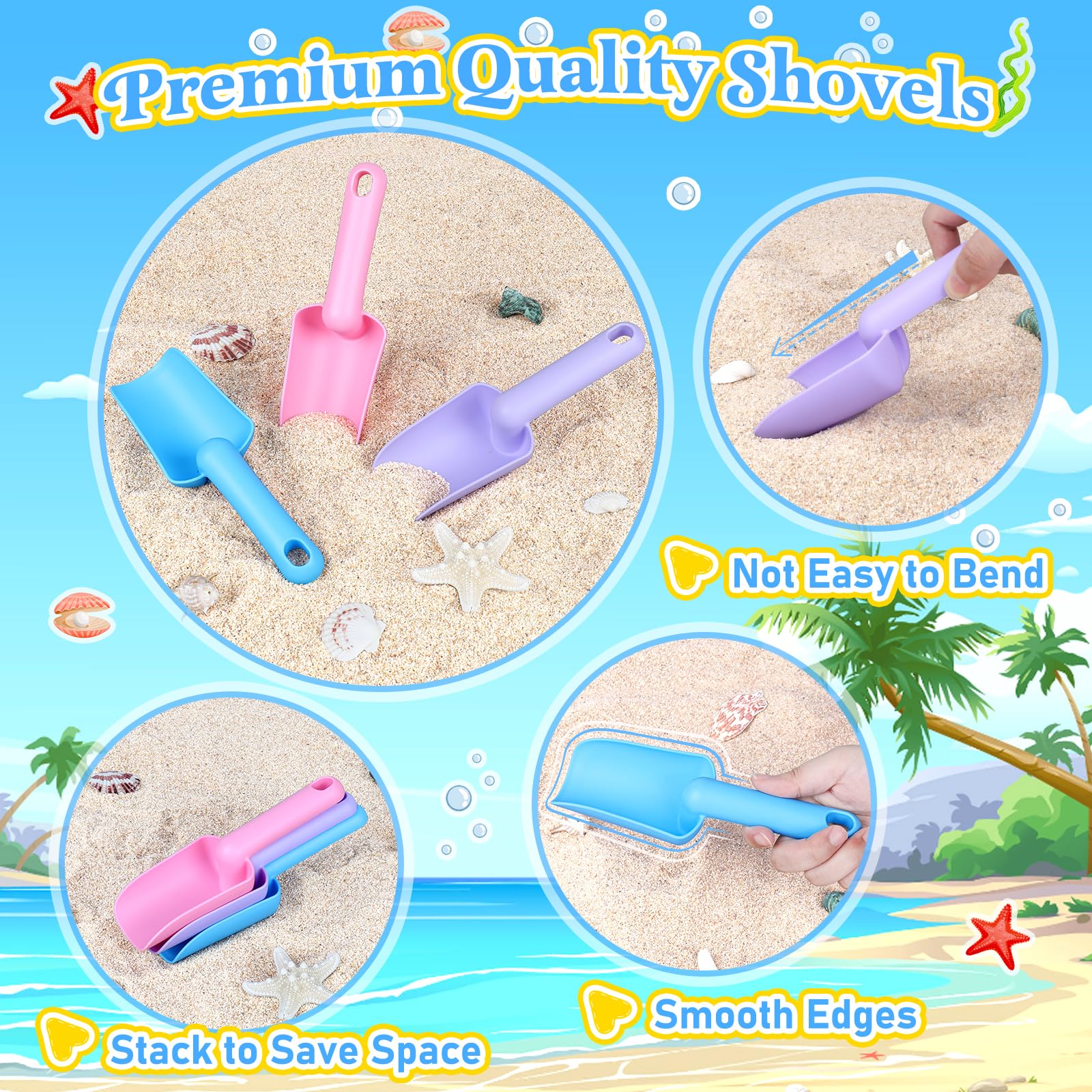 TSDATOWR BPA free silicone buckets resist bending and stay sturdy at the shore.