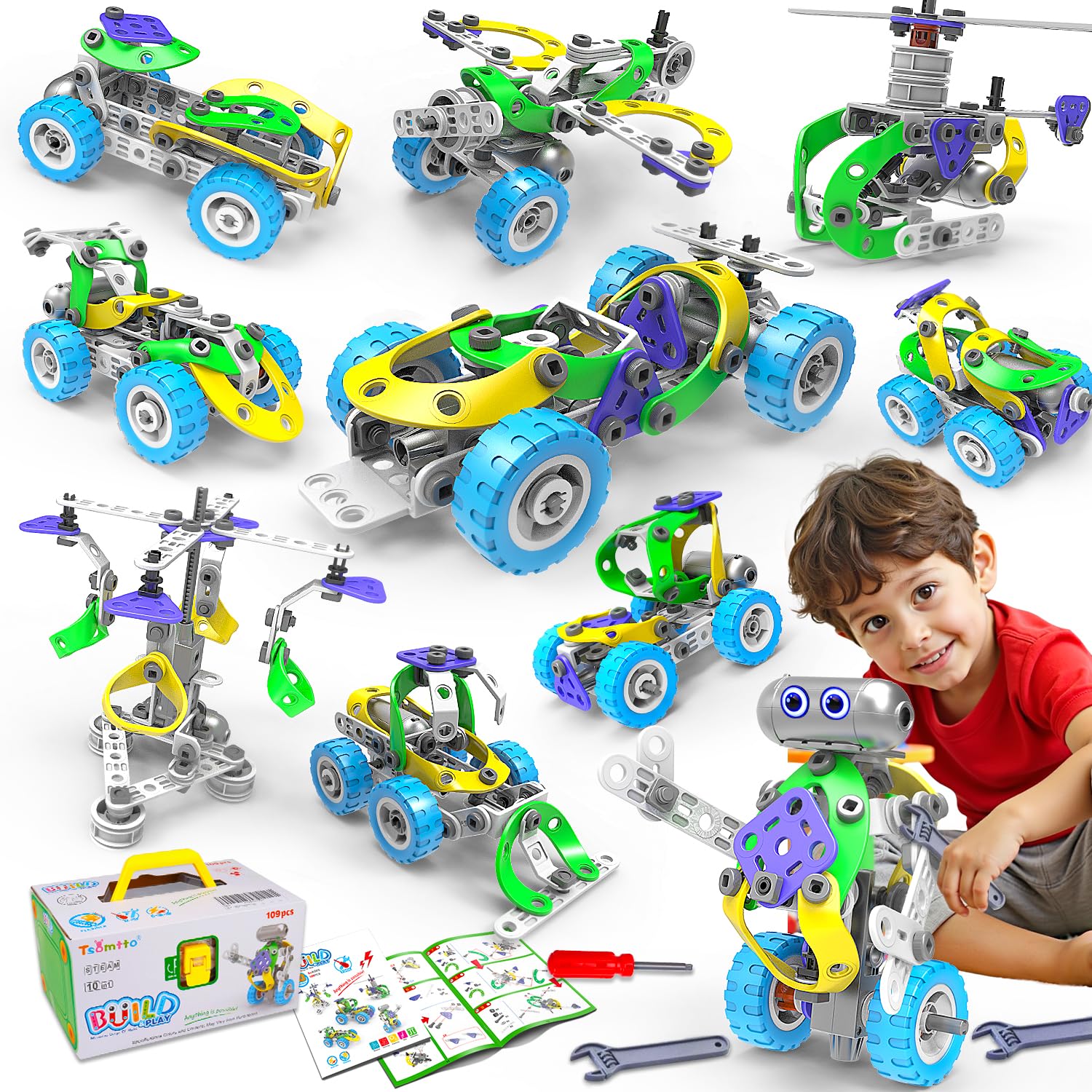 Tsomtto 10-in-1 bulldozer model for hands-on engineering exploration and imaginative play.