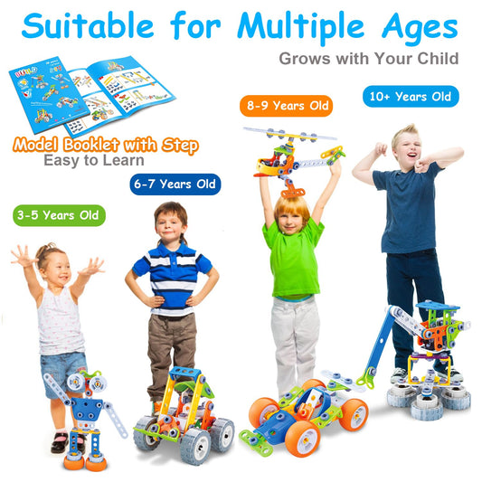 Tsomtto 10-in-1 crane kit inspires kids to read instructions and follow steps.
