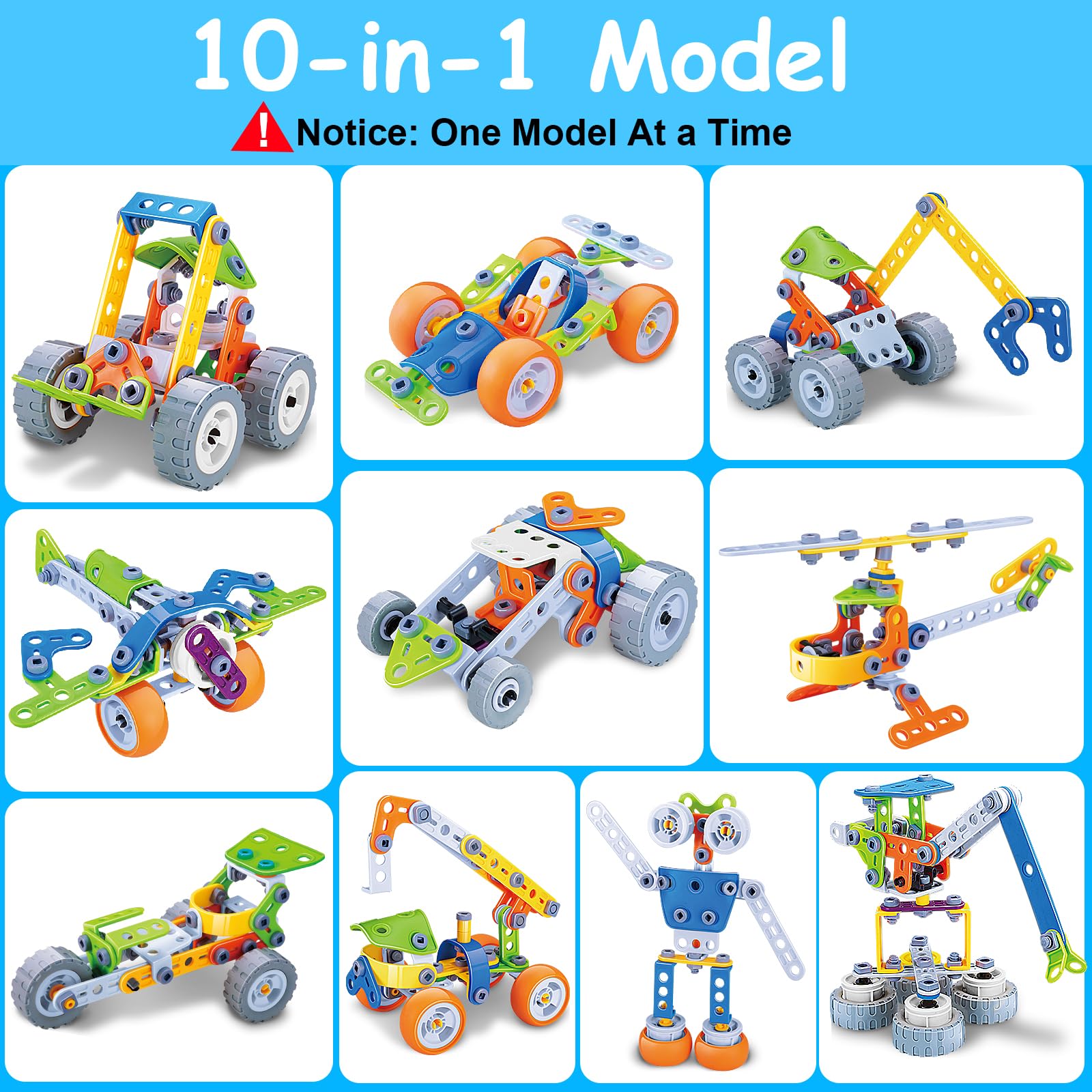 Tsomtto 10-in-1 robot build encourages problem-solving and assembly skills.