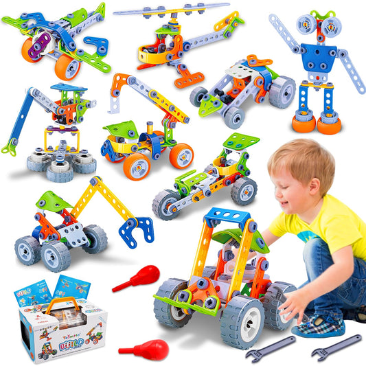 Tsomtto 10-in-1 tower crane model ready for imaginative play and fine motor practice.