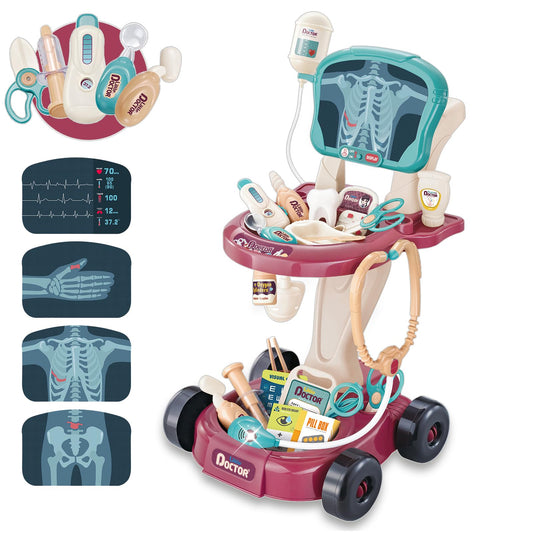Tsomtto 29 Pcs Doctor Kit cart for toddlers with organized tools