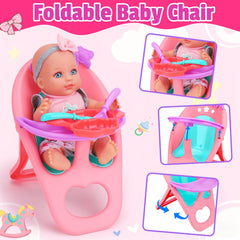Tsomtto 11-inch baby doll with complete playset for age 3 and up.