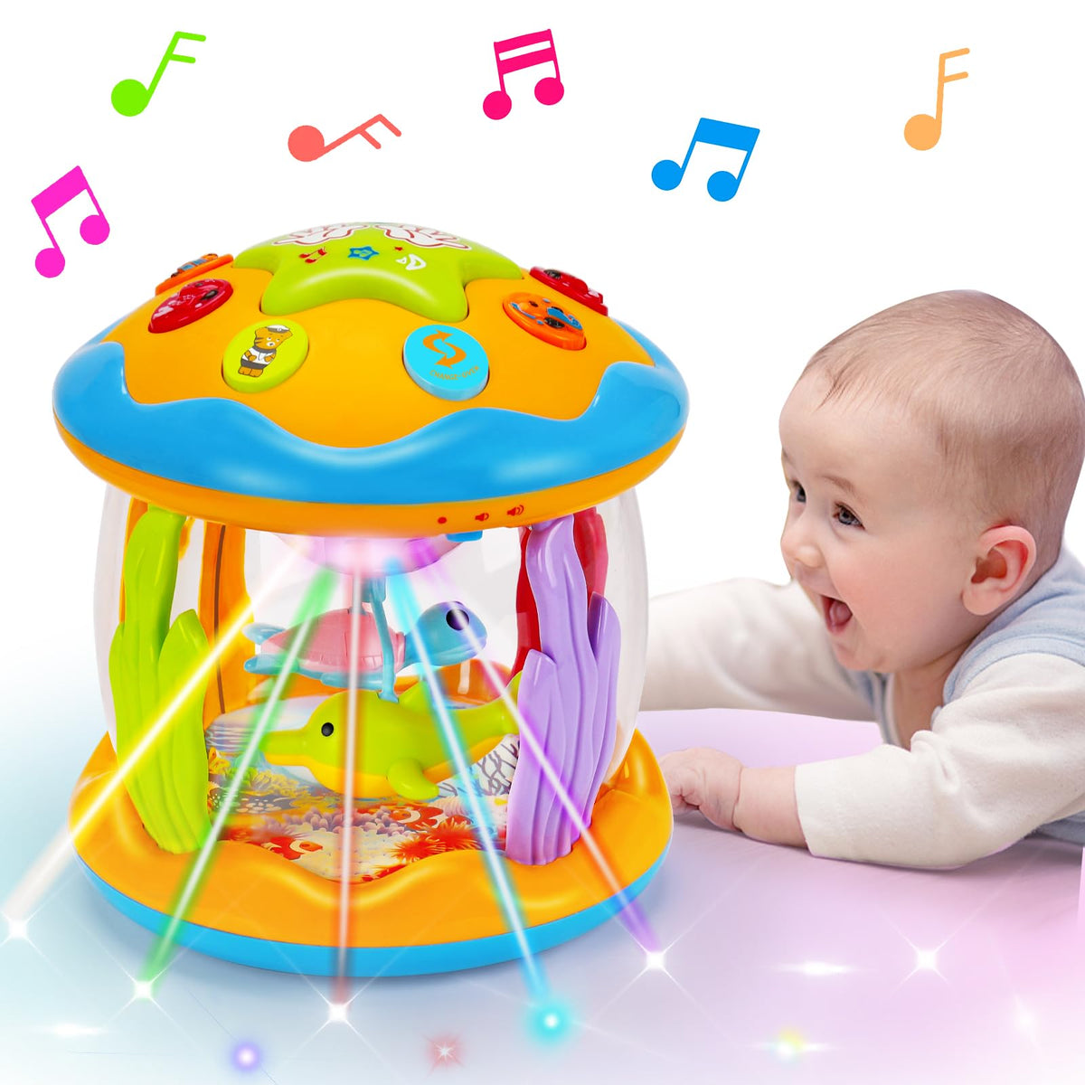 Tsomtto baby musical toy with rotating projector for engaging playtime.