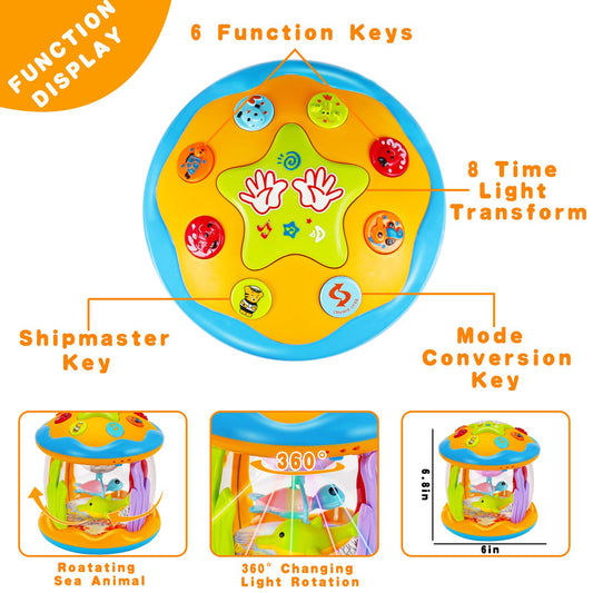 Tsomtto tummy time toy encourages crawling with lights and music.