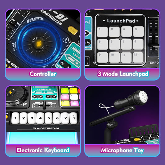 Tsomtto Kids DJ Mixer Table piano keys encourage musical exploration and imagination
