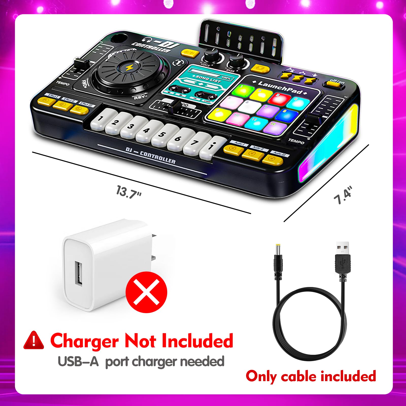 Tsomtto Kids DJ Mixer Table recording mode captures budding ideas for later playback