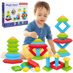 Tsomtto Montessori blocks in a colorful arrangement promote early visual learning and stacking play