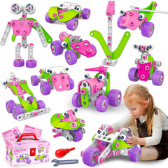Tsomtto pink STEM building set with diverse model options for creative play