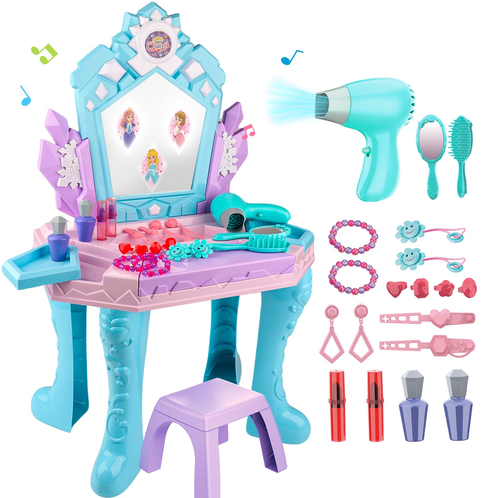 Tsomtto toddler vanity table and chair for imaginative Frozen play