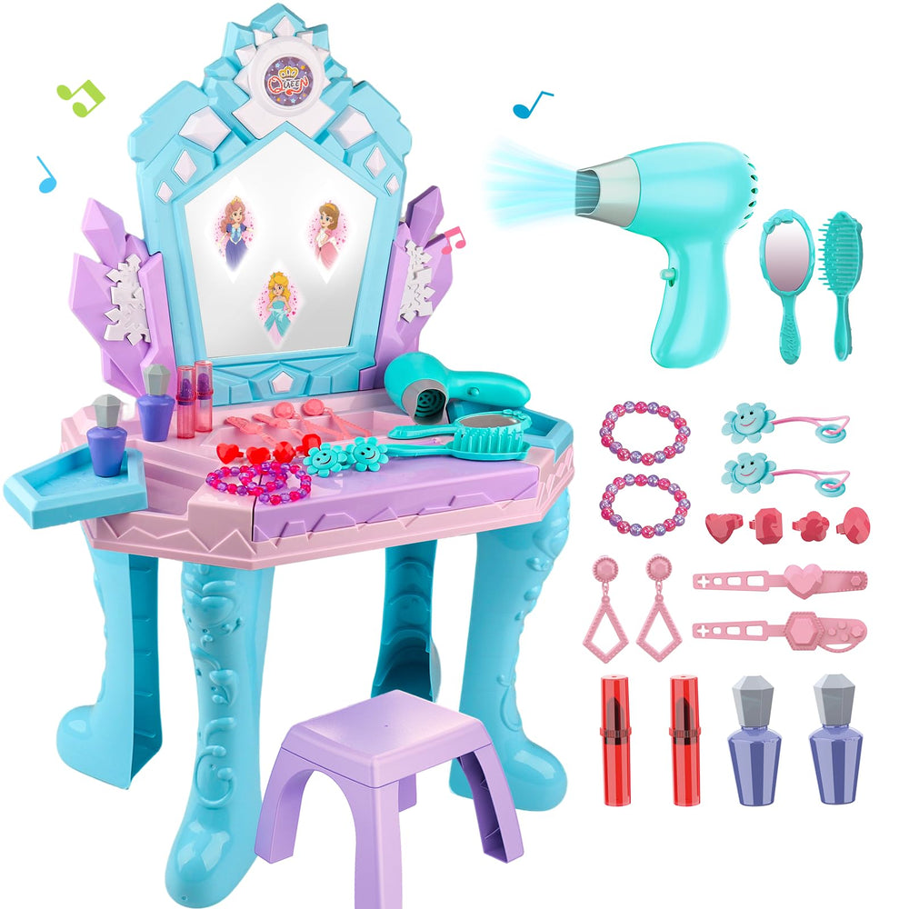 Tsomtto toddler vanity table and chair for imaginative Frozen play
