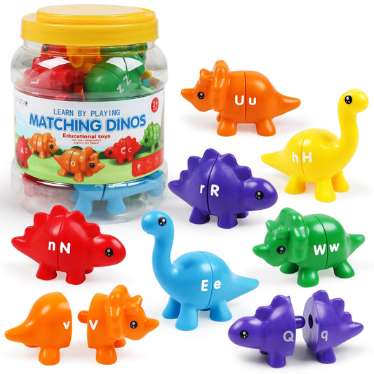TSYAN alphabet dinosaur matching tiles promote early literacy and color differentiation