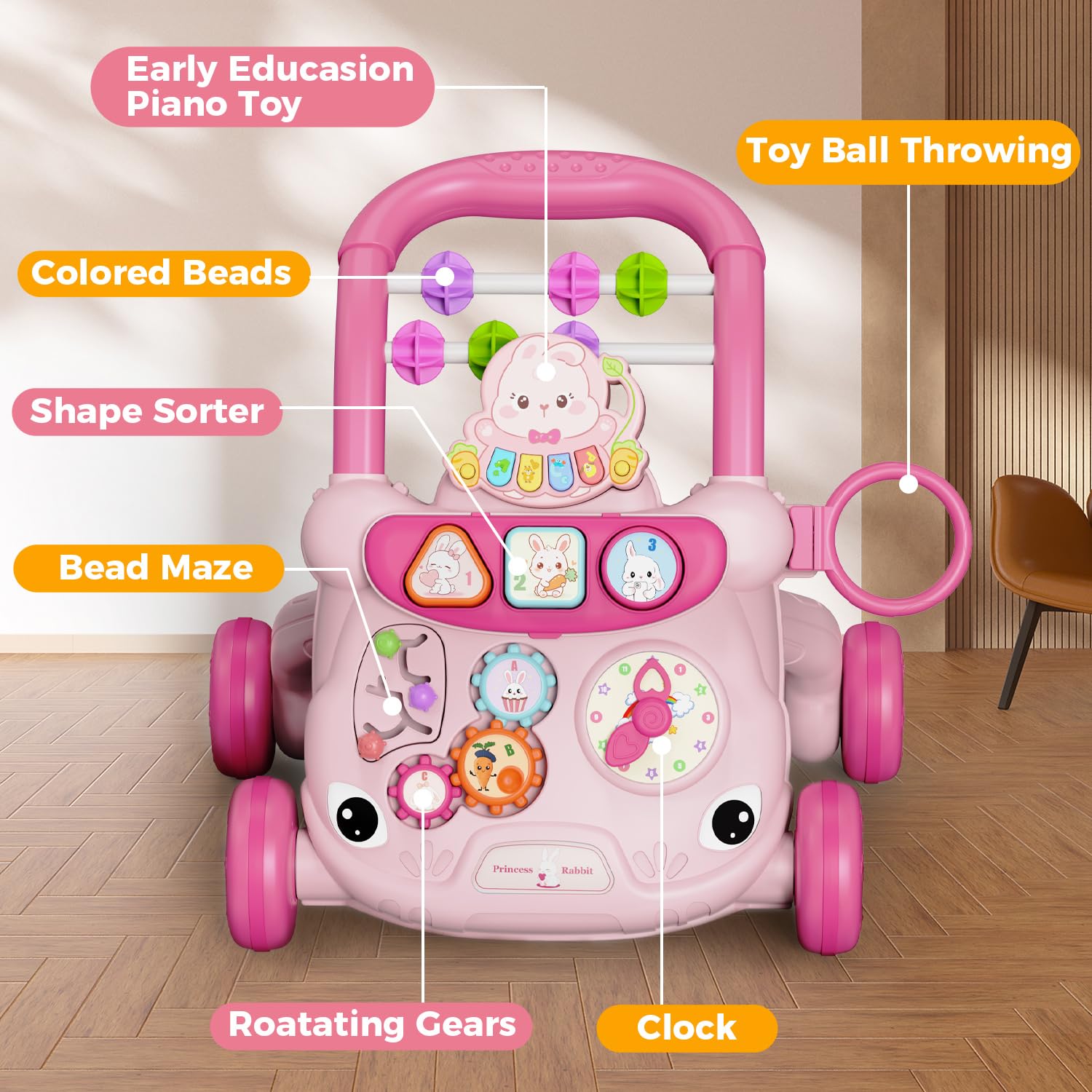 TTAMG Baby Walker basketball hoop on panel enables active play and goal-oriented fun