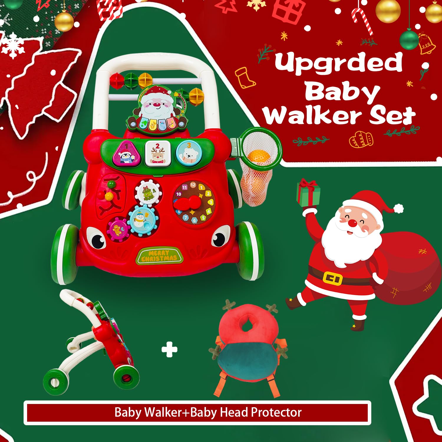 TTAMG Baby Walker Toys Set head protector backpack cushions bumps during play
