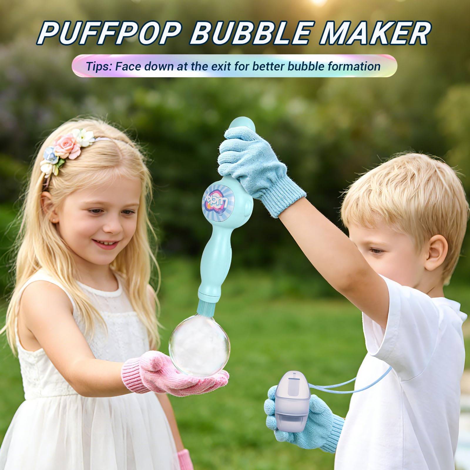 TTKADIY Bubble Machine blue kids play adds interactive bubble control and fun.