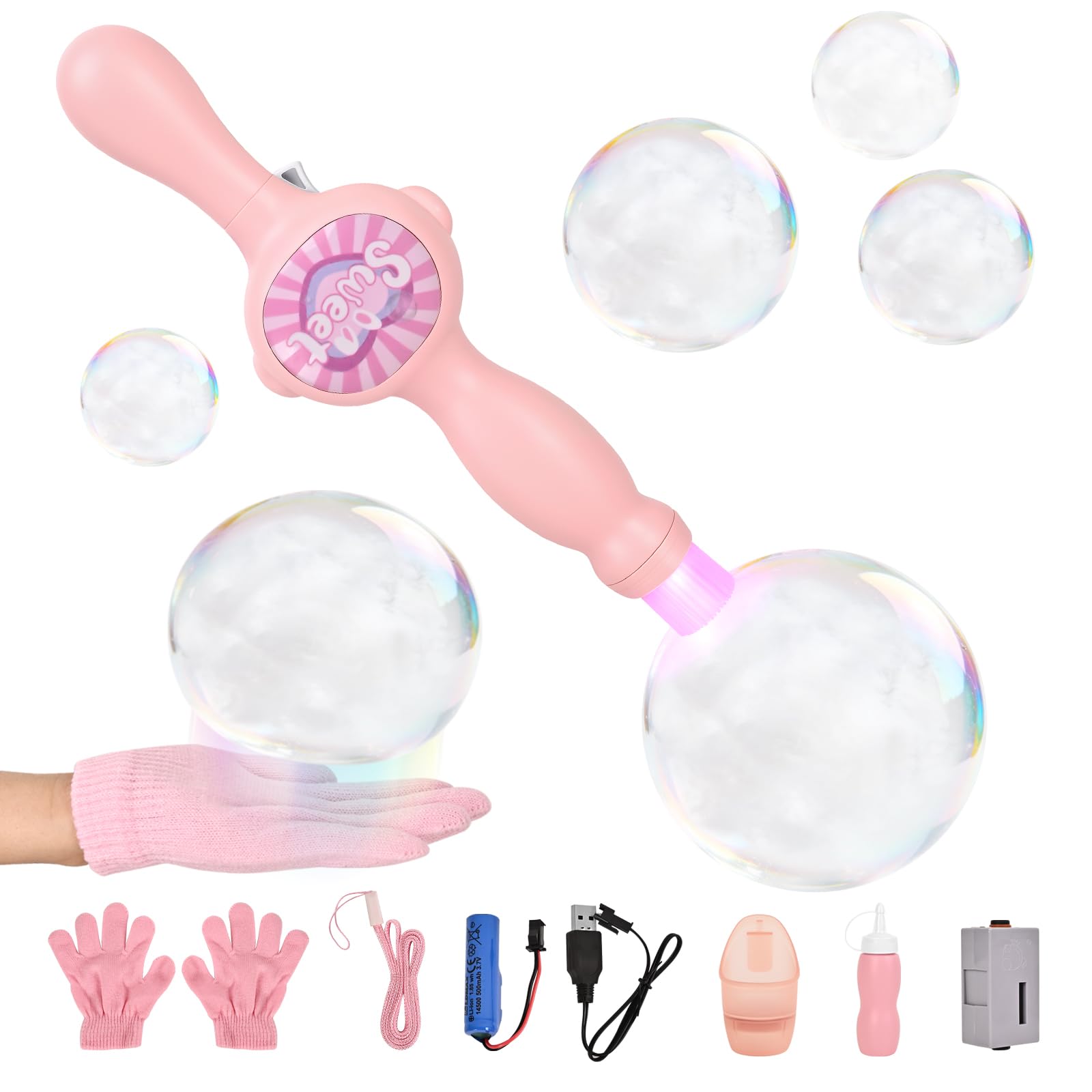 TTKADIY Elastic Bubble Wand Pink delivers colorful bubbles for engaging parent-child play.
