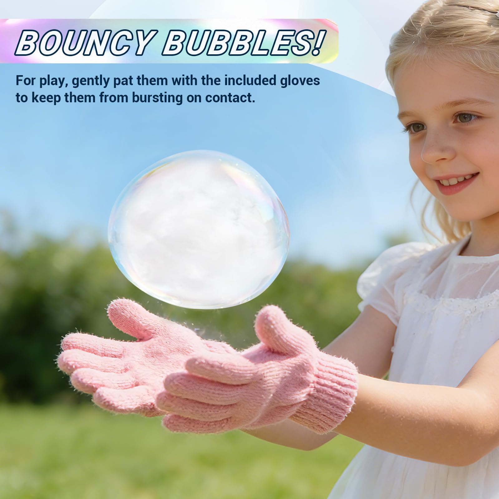 TTKADIY Kids play interaction image shows children tapping bubbles for creative shapes.