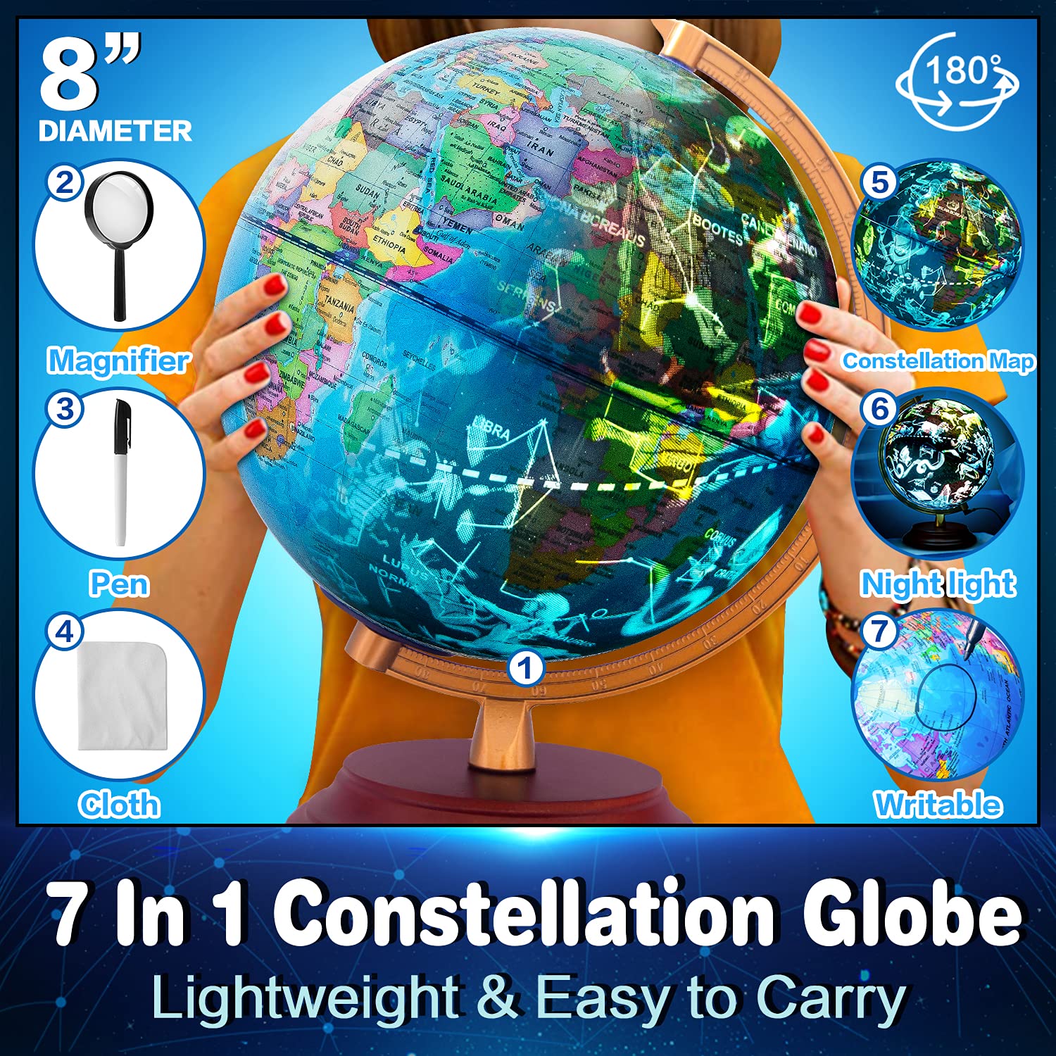 TTKTK globe with detailed color map to enhance geography study