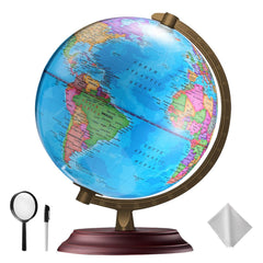 TTKTK illuminated world globe with night view on wooden stand for learning evenings