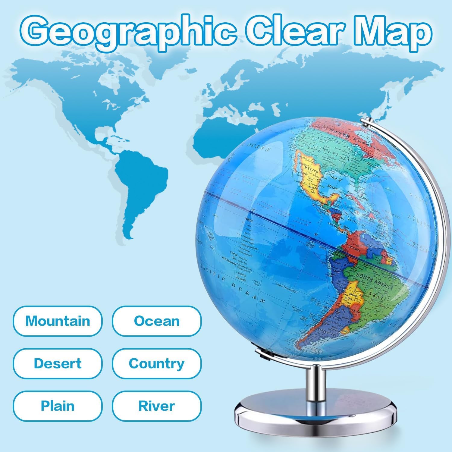 TTKTK globe with stainless steel stand emphasizes durability for long-term display.