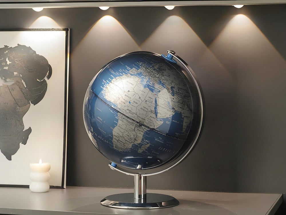 TTKTK World Globe's fine print adds visual appeal to shelves.