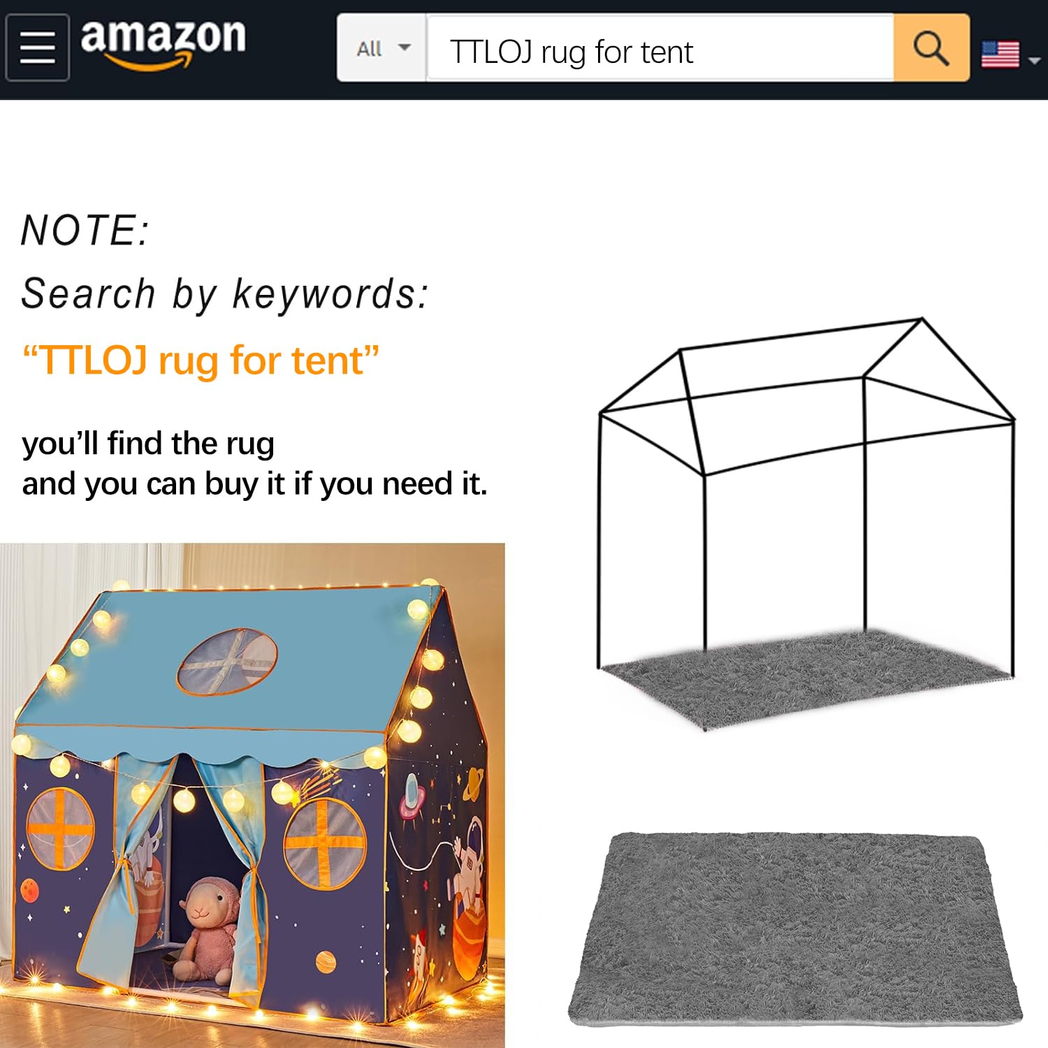 TTLOJ large playhouse castle tent in a cozy kids' room