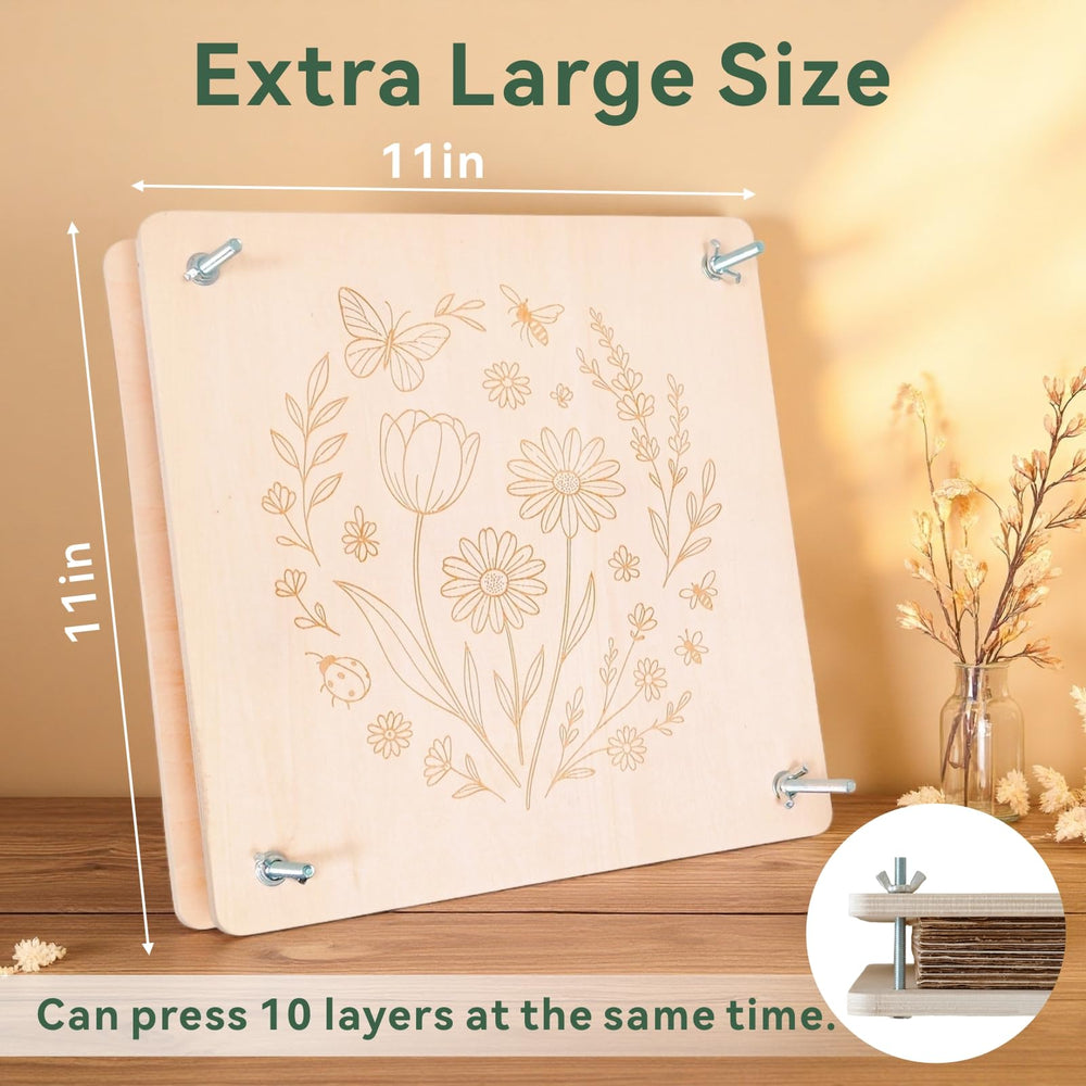 TTUGTTUG Flower Press Kit offers a large 11x11 area for bigger blooms.