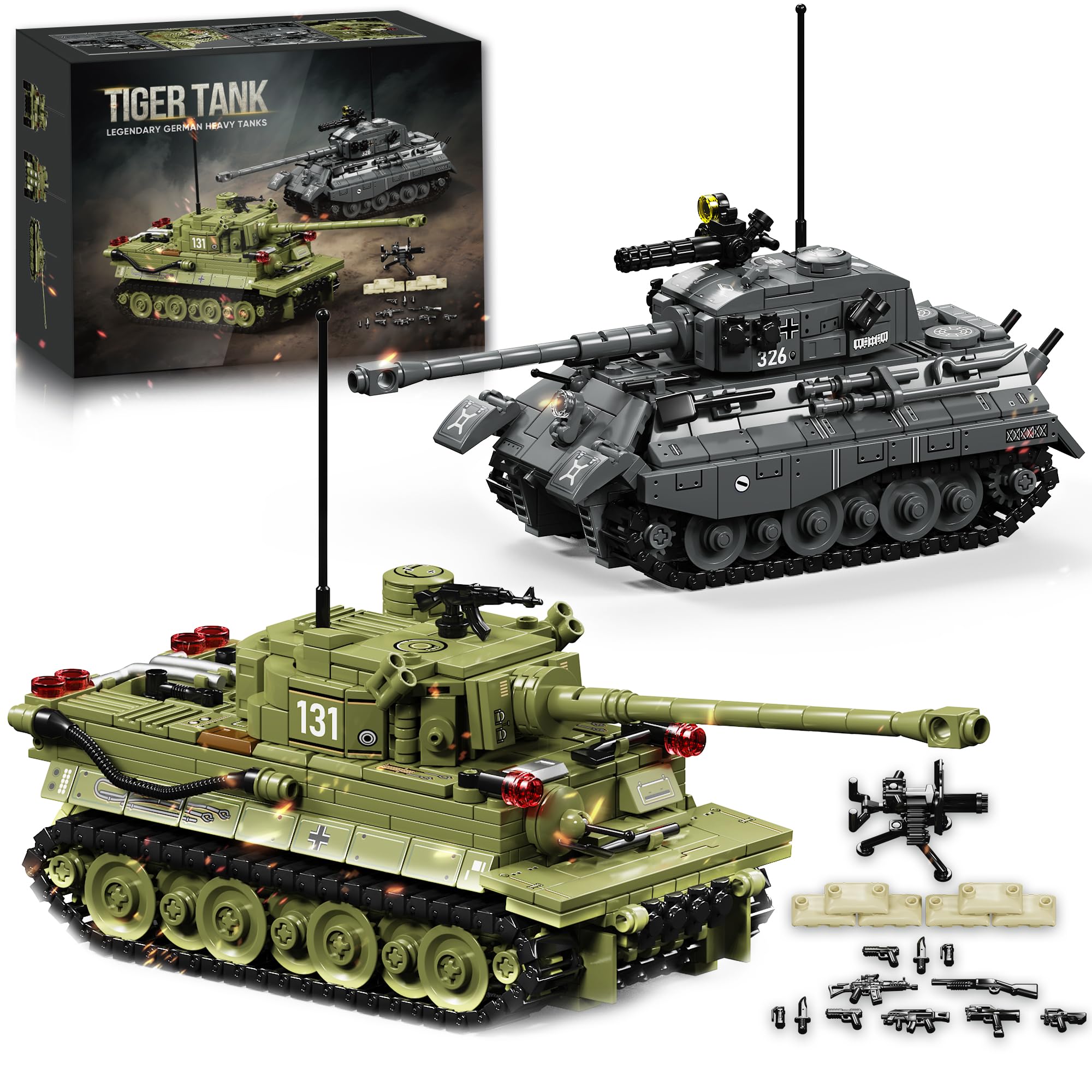 Tuajixz Tiger Tank model with rotatable turret for immersive display and play.