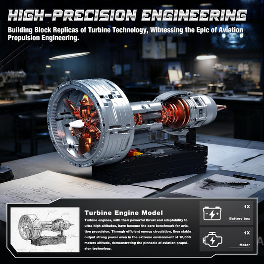 Tuajixz turbofan multi-stage compressor close-up demonstrates engineering accuracy for STEM exploration.