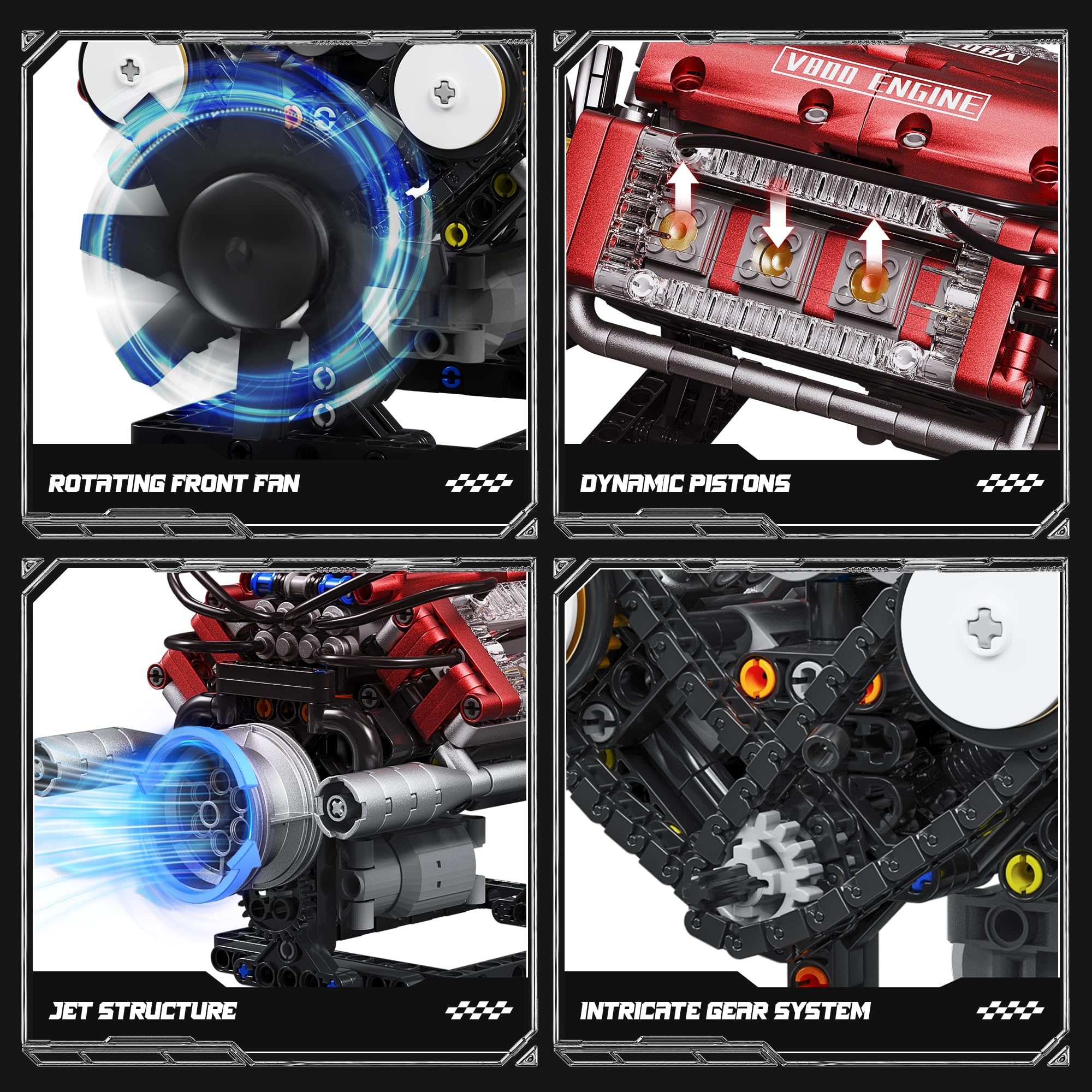 Tuajixz V8 engine cooling system visuals showing airflow.