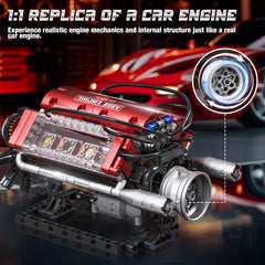 Tuajixz V8 engine crankshaft rotation with transparent parts.