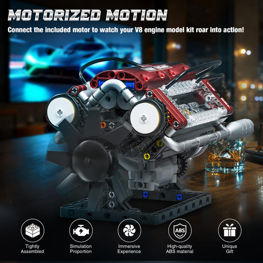 Tuajixz V8 engine pistons moving with visible motion.