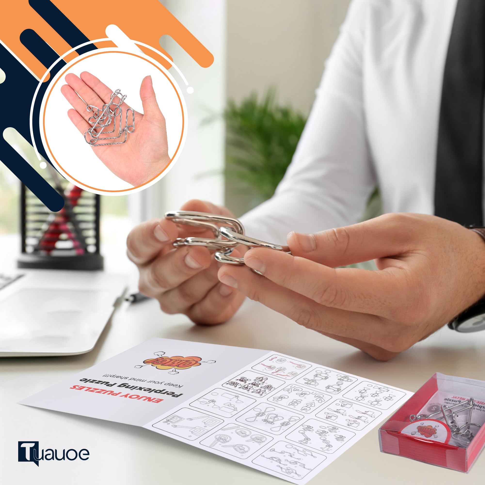 Tuauoe smooth-safe metal IQ puzzles designed to resist bending.