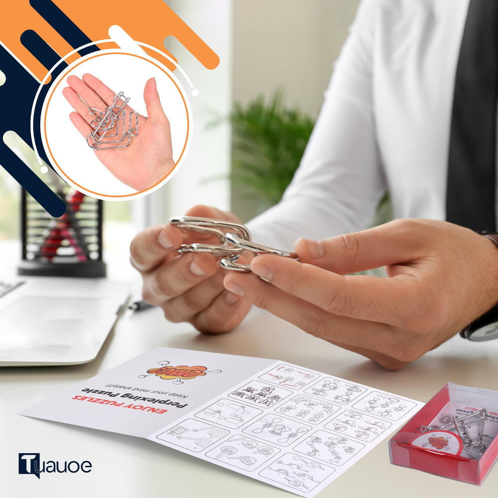 Tuauoe smooth-safe metal IQ puzzles designed to resist bending.