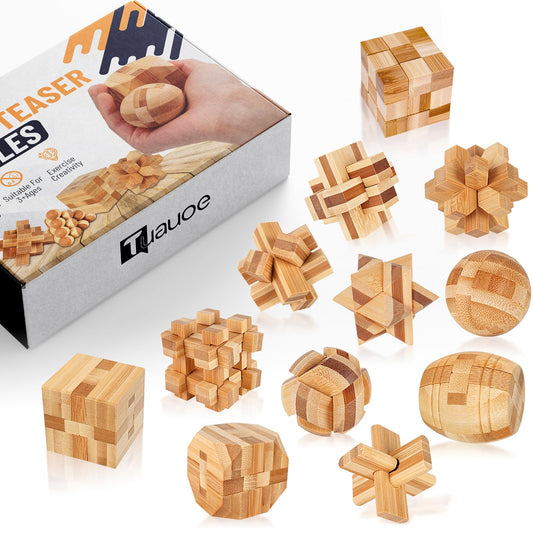 Tuauoe wooden brain teaser puzzle for focused problem solving at home
