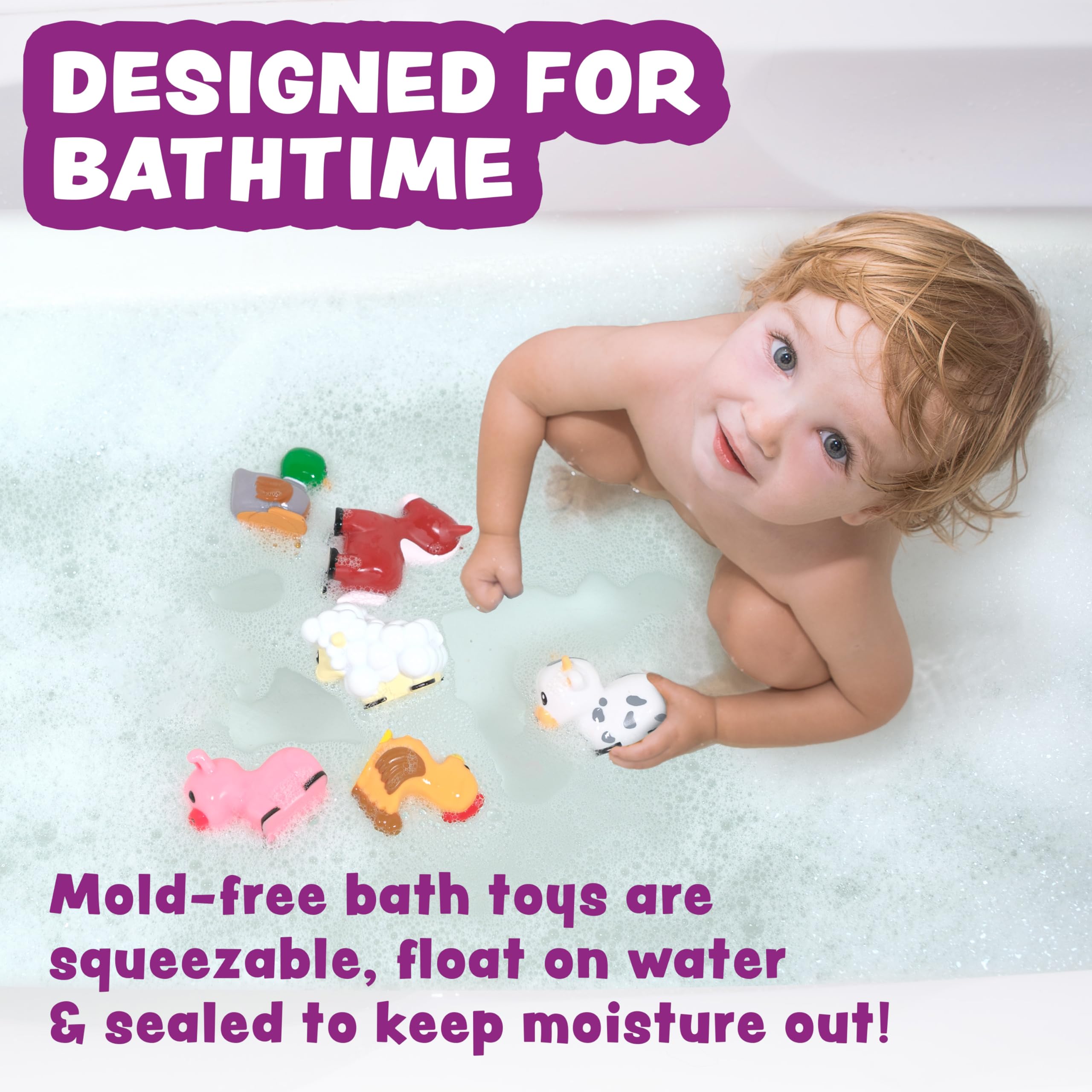 Tub Works Barnyard pig toy squeezable for toddler bath-time play.