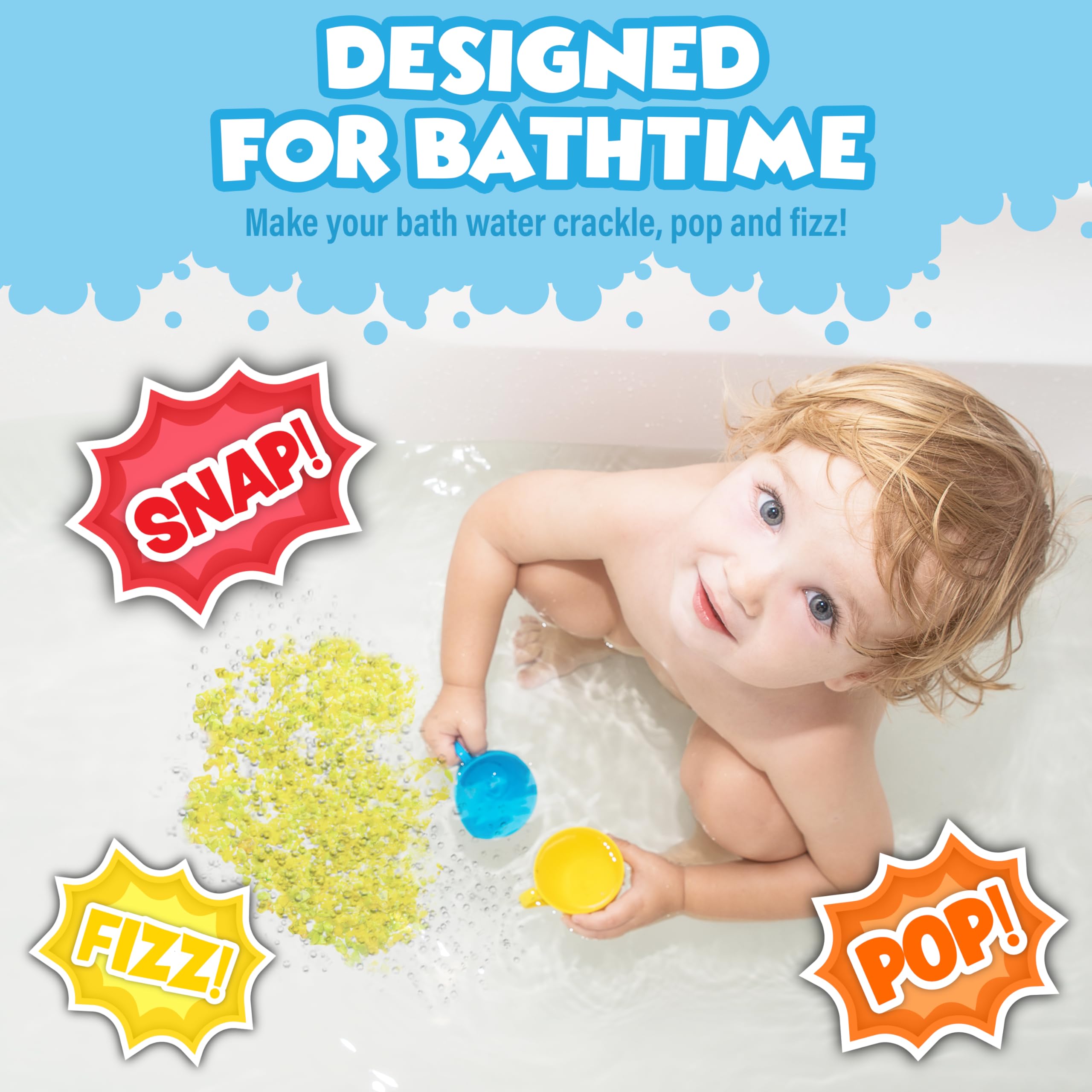 Tub Works Bath Crackles blue-orange pouches create fizzy water for kid-friendly baths