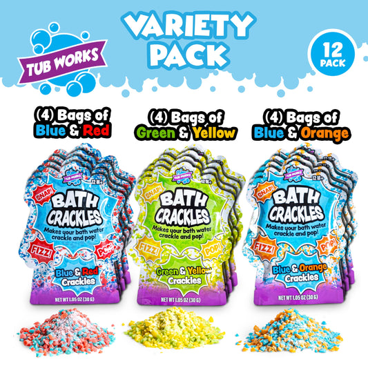 Tub Works Bath Crackles blue-red pouches spark crackle-filled baths and sensory fun