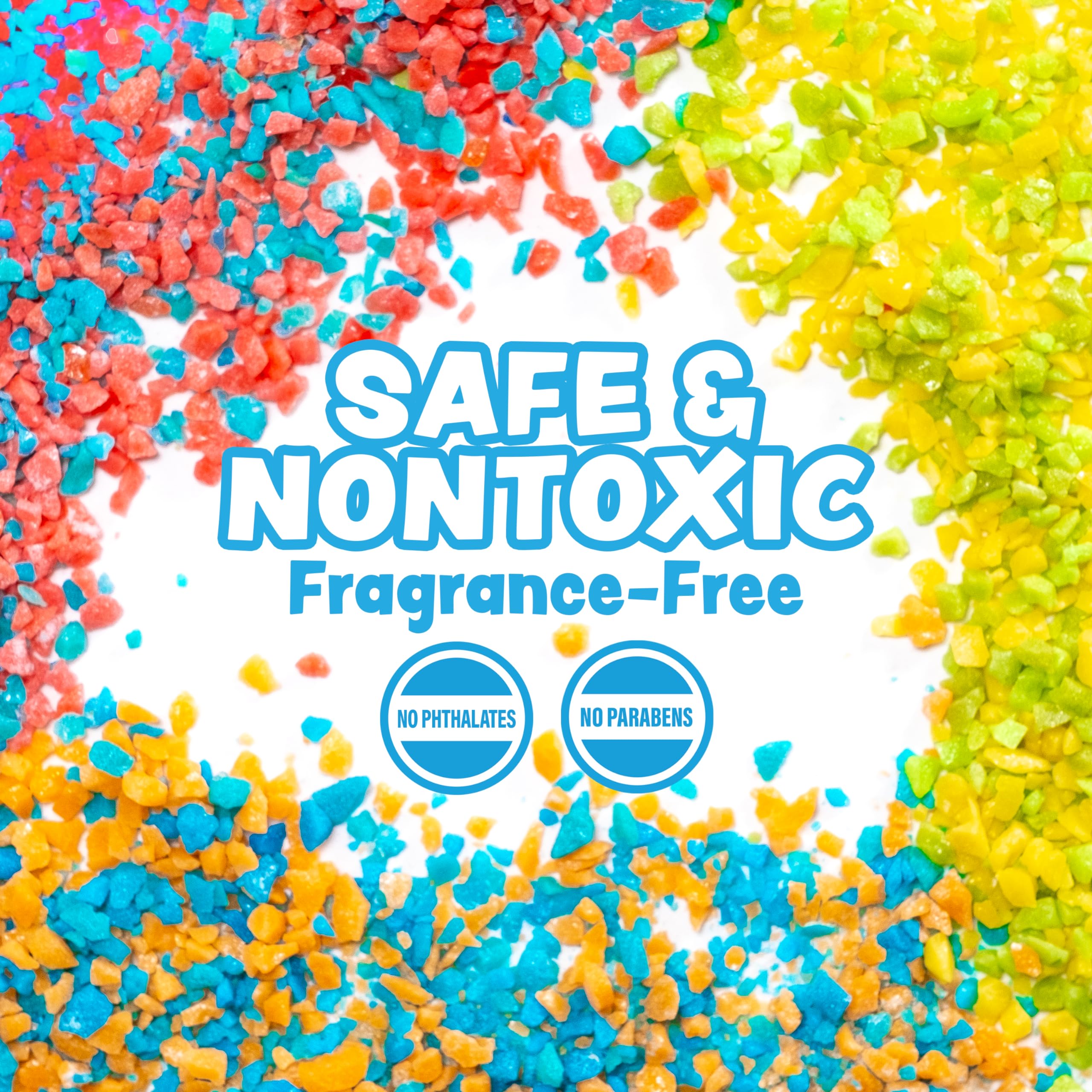 Tub Works Bath Crackles dissolving closeup demonstrates safe fragrance-free action for kids