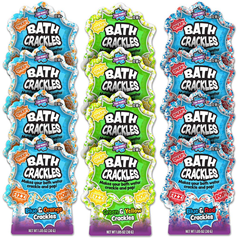 Tub Works Bath Crackles product display showcasing the variety 12-pack
