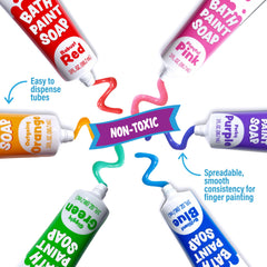 Tub Works Bath Paint Soap Easy Clean on tub surfaces after playtime.